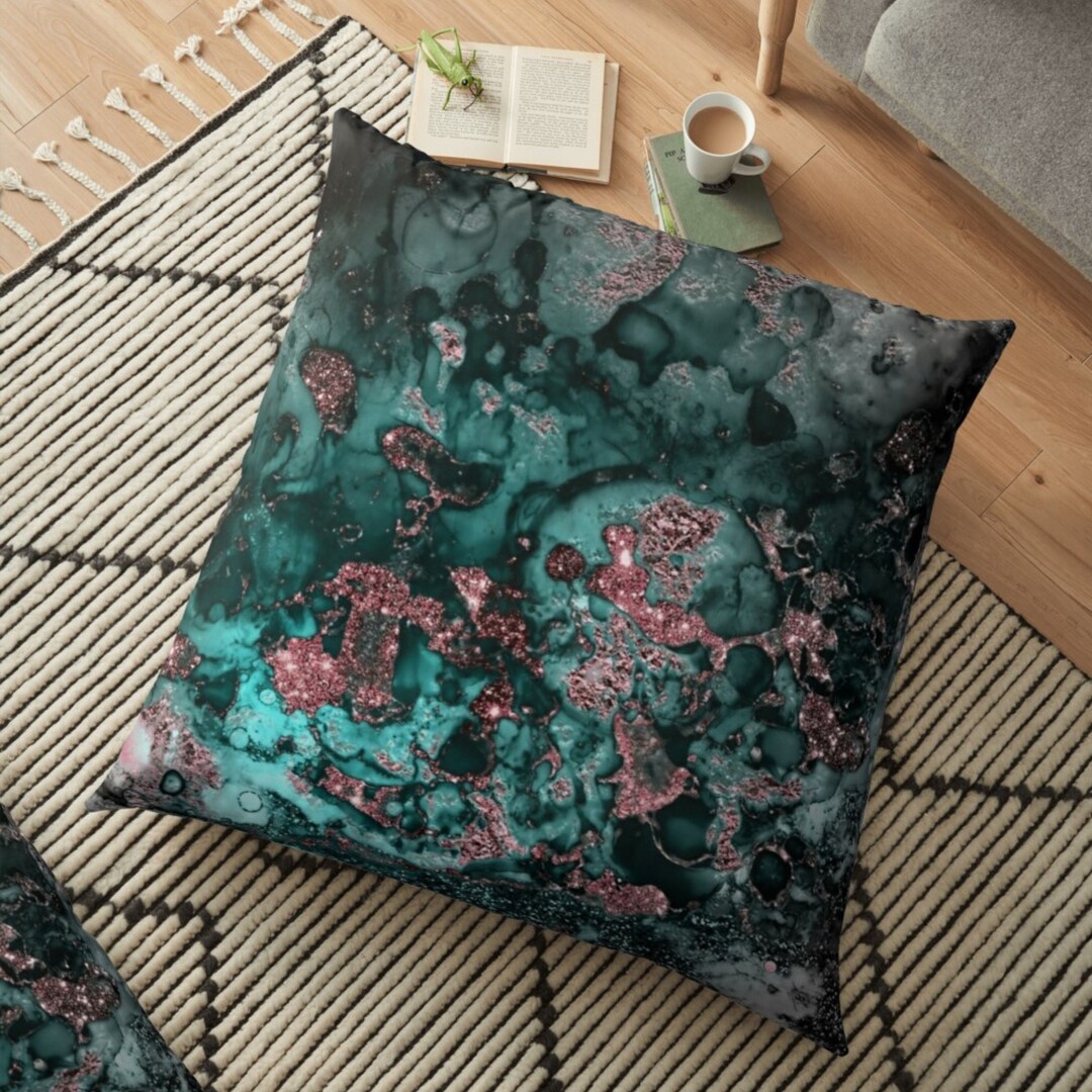 Malachite Pink & Teal Cushion Covers UK Abstract Art Throw Etsy