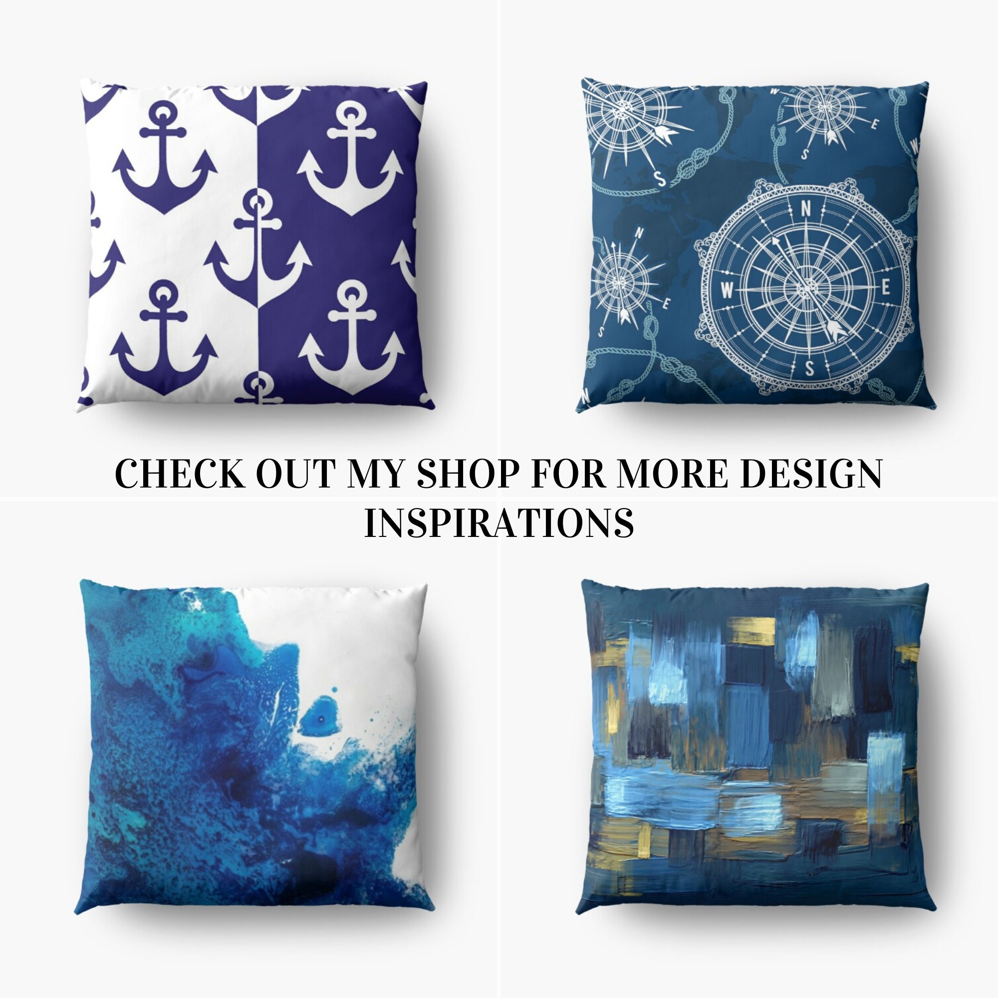 Geometric Navy Blue & Gold Cushion Covers UK Abstract Throw Etsy