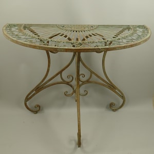 Flower Coffee Table  Console Against the Wall Table Iron Rustical Green  Gift Idea   &