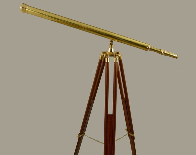 Brass Telescope on Stand - Retro Nautical Decoration - Gift for Boss - Vintage Interior Accent - Elegant Home & Office Decor