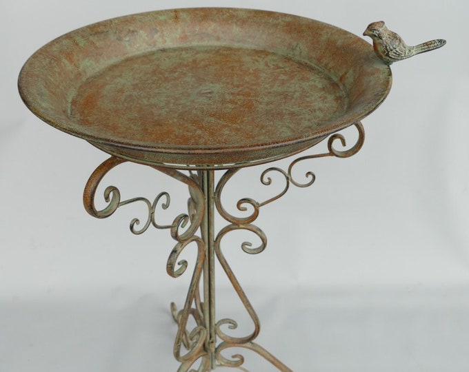 Wrought iron birdbath - Iron Birds Drinker - Fountain Outdoor Gift Vintage Style - Garden Feeder for Birds