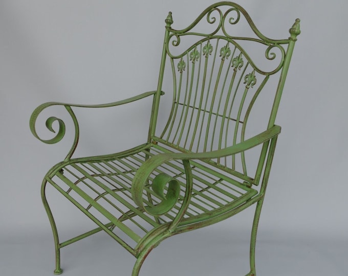Green Patina Garden Chair - Iron Chair for Garden and Home - Amazing Coffee Chair - Armchair Exclusive Gift Idea
