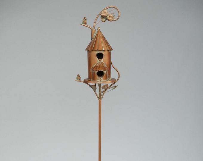 70inch Bird House on Copper Stand - Bird Feeder - Shelter for Birds -  Outdoor Gift for Garden - Garden Decor - Housewarming Gift