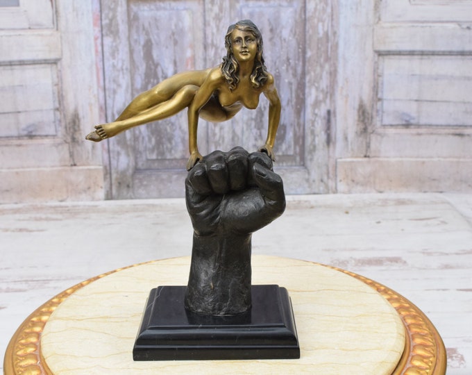 Act Woman on Fisting Bronze Figurine - Bronze Sculpture Female Act - Act of a Beautiful Woman - Mature Content - Home Decor