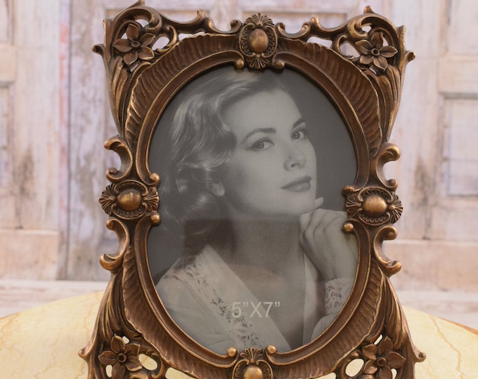Elegant Carved Gold Photo Frame - Art Deco Meets Victorian Style - Desk Decor - Home Decor - Wedding Picture Frame