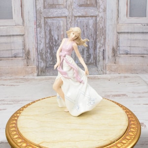 Unique Figurine! Porcelain Dancer Statue - Pink and White Porcelain Dancing Woman Sculpture - Gift idea for Ballerina - Home Office Decor