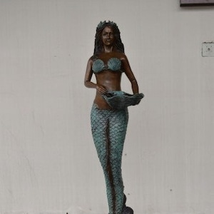 Large Statue Mermaid with Seashell Bronze - Sculpture Bronze Mermaid - Exclusive Garden Figurine - Home Garden Decor