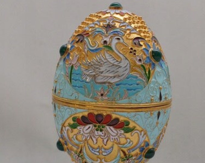 Silver enamel egg - Gilded enamel silver - good idea birthday - collector item