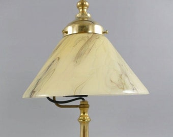 Art Deco Polished Brass Lamp Lamps Creme Glass Office Gift Art Deco Brass Desk Lamp