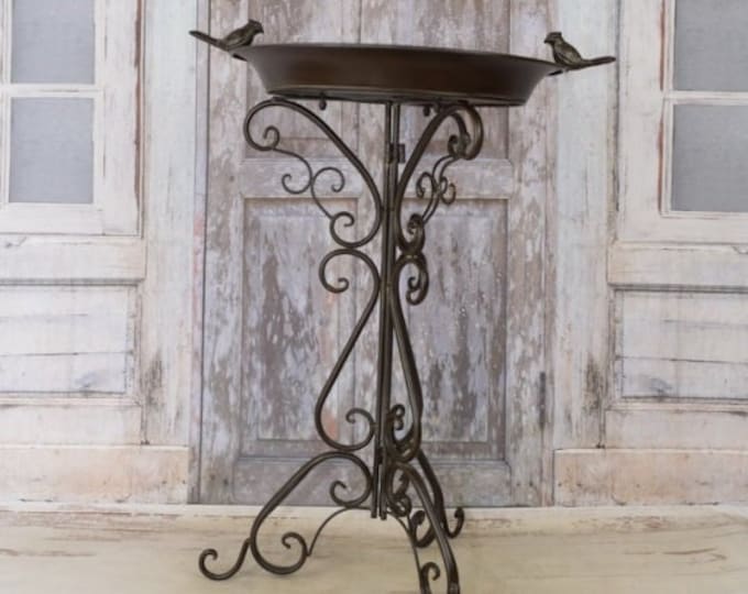 Wrought Iron Birdbath - Iron Birds Drinker - Fountain Outdoor - Garden Gift - Garden Feeder for Birds - Home Garden Decor