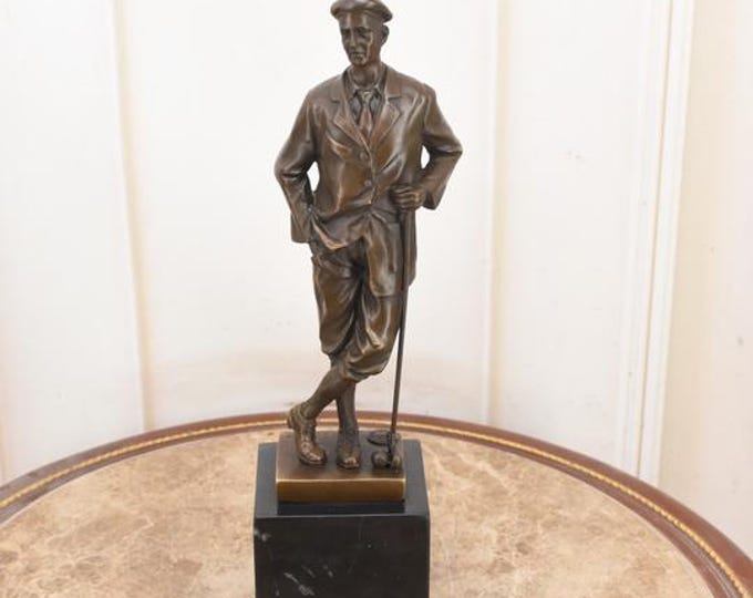 Bronze Golfer Trophy Figurine: Luxury Home Decor, Collector Item