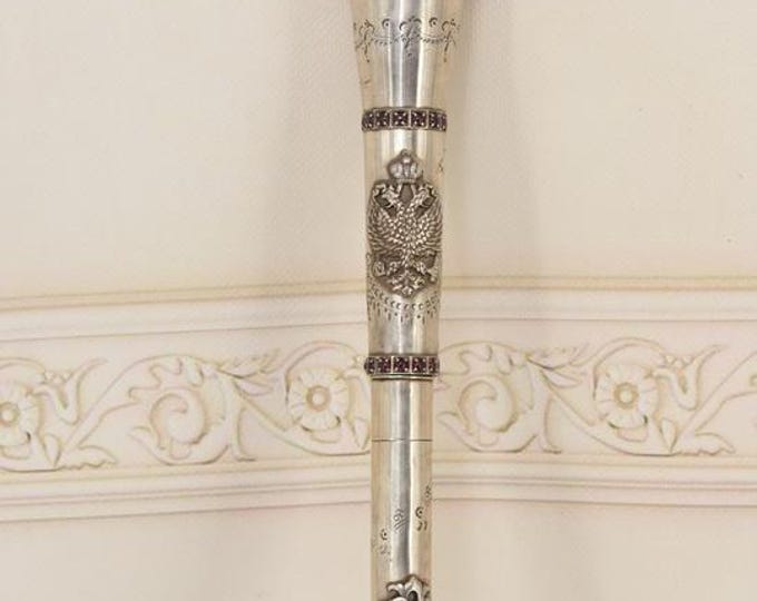 Imperial Russian All Elements Silver Walking Cane - Antique 84 Silver Hallmark - Vintage Royal Cane - Unique Collectors Piece