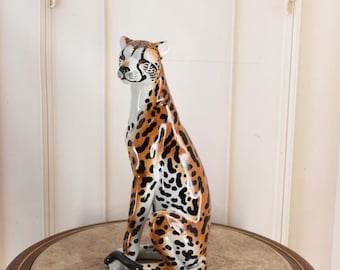 Vintage Ceramic Leopard | Giovanni Ronzan Lenci School, Italian
