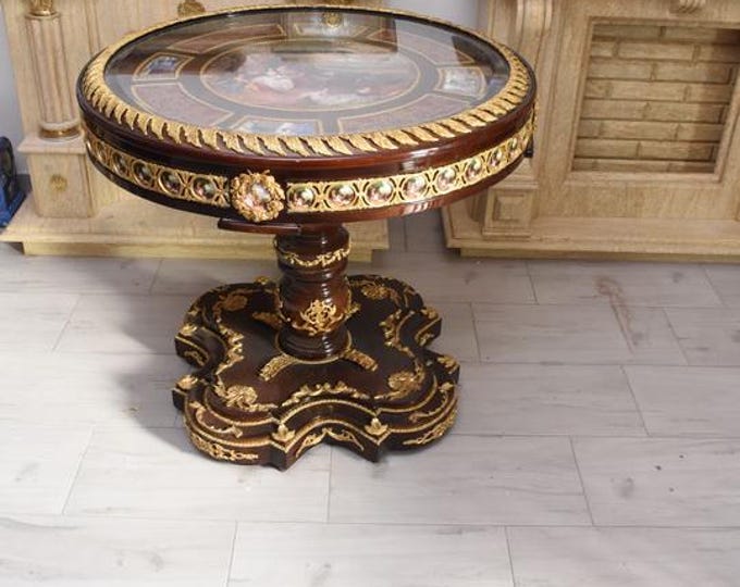 Gilded Bronze Medallion Table - Empire Style Palace Decor
