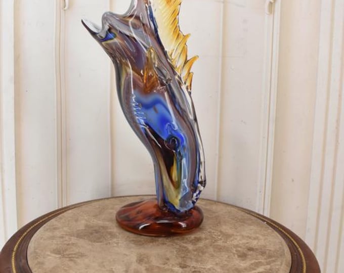 Murano Style Art Glass Horse Sculpture – Rearing Stallion, Vintage Decor