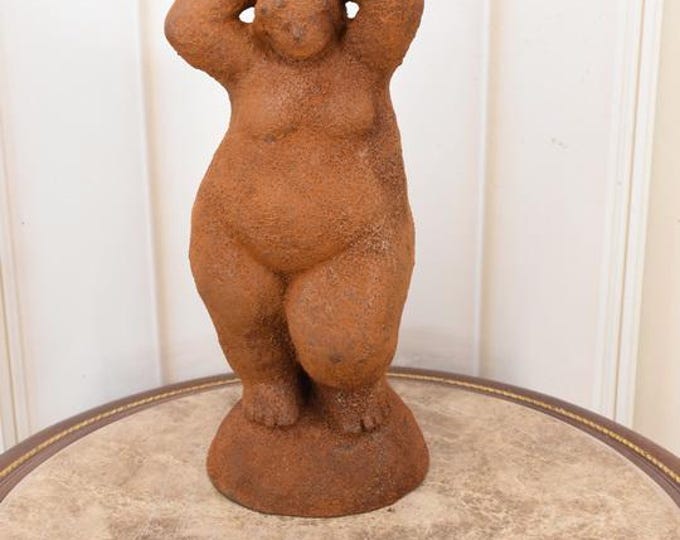 Rustic Cast Iron Woman Statue: Rubensian Sculpture, Home Garden Decor