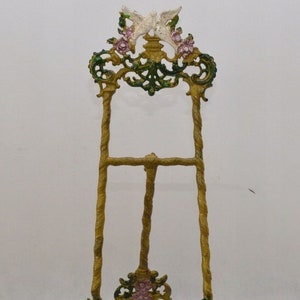 Soporte para menú de restaurante, soporte para libros en estilo Art Nouveau, caballete de hierro fundido, palomas, regalo, caballos de estilo vintage
