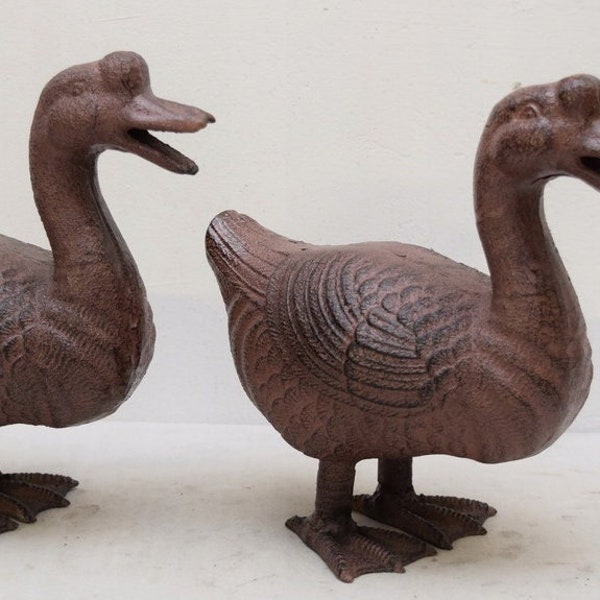 Paire de canards en fonte Sculpture Figurines réaliste canard Figurine cadeau Style vintage