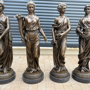 Amazing 4 Bronze Statues Women - Greek Mythology - 4 Seasons Women Sculptures - French Sculptures - Bronze Art Deco - Exclusive Gift Idea
