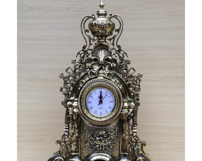 Luxury Brass Table Clock - Table Clock - Fireplace Clock - Baroque Style Clock - Exclusive Gift Idea