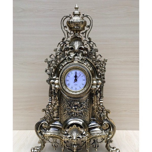 Luxury Brass Table Clock - Table Clock - Fireplace Clock - Baroque Style Clock - Exclusive Gift Idea