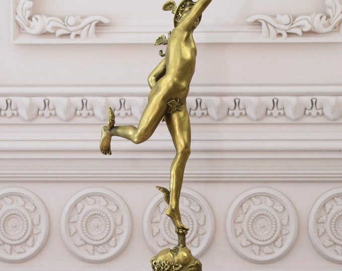 Gilded Bronze Mercury Statue – Business Patron Home Decor (19.69 inches)