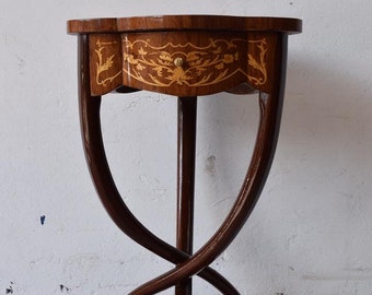 French Table Art Deco with Drawer - Wood Table - Furniture Art Deco - Inlaid Table - Home Decor - Housewarming Gift Idea