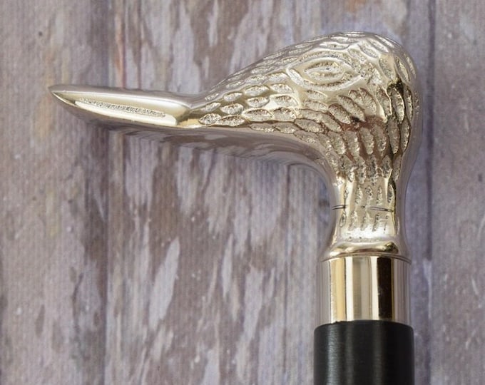 Aluminum Shoe Horn With Wooden Handle - Large Brass Shoe Horn With Duck Head - Vintage Gift - Housewarming Gift - Home Decor - Duck Art