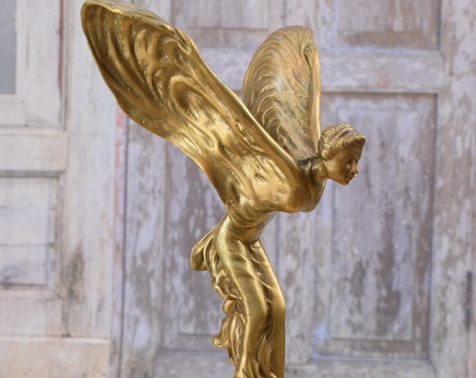 Spirit of Ecstasy Bronze Sculpture - Gilded Bronze Statue Rolls Royce Mascot - Office Decor - Home Decor - Vintage Sculpture - Birthday Gift