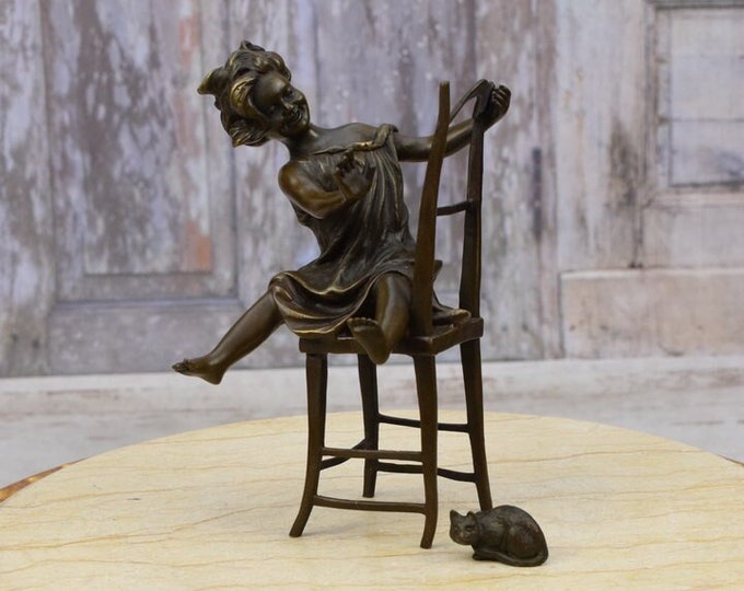 Baby Girl with Funny Cat - Young Girl on Chair - Shower Gift Idea - Umberto Boccioni - Home Decor - Gift Idea