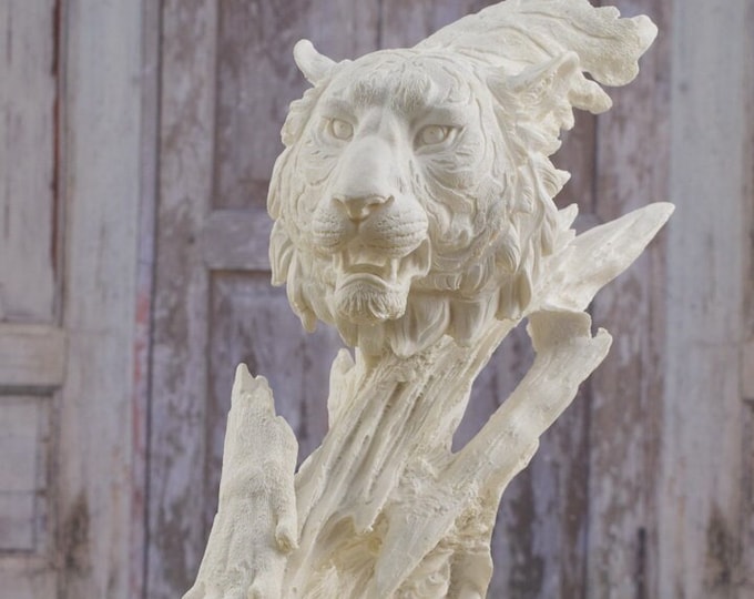 Tiger Head Statue - Resin Figurine - Tiger Art Sculpture - Lion Gift Idea - Home Decor - Unique Statue