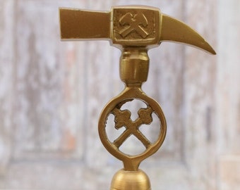 Brass Walking Stick - Cane Pickaxe - Gift for Miner - Pickaxe Figure - Art Work Cane - Handmade Gift