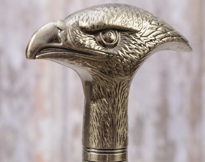 Aluminum Walking Stick - Head Eagle - Gift for Grandfather Father Aluminium - Cane Art Deco Style - Wedding Session