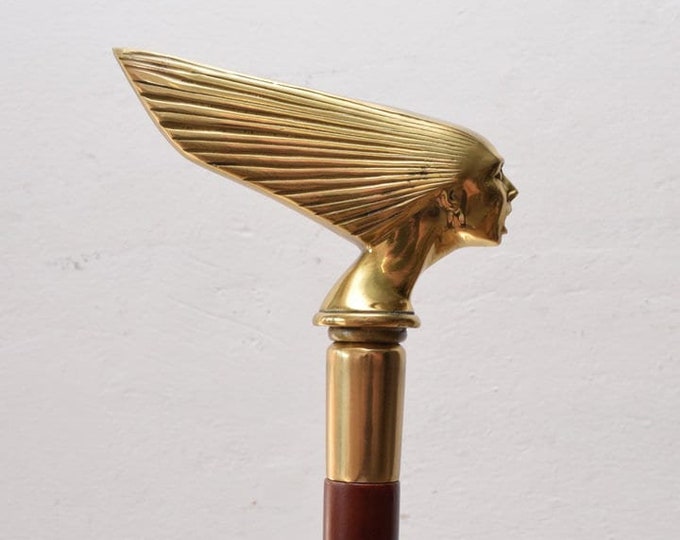 Spirit Of The Wind Walking Stick - Wooden and Bronze Walking Stick - Solid Gift for Grandfather Father - Wooden Cane Art Deco Style