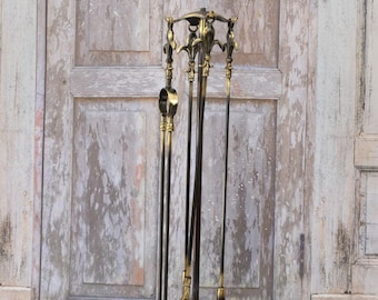 Handmade Polished Brass Fireplace Tool Set: Stove Tong Accessory
