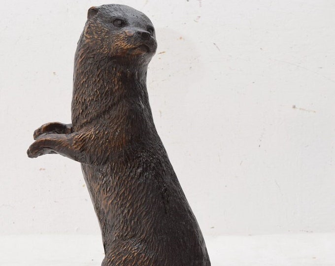 Bronze Statue Otter, Figurine Nice Otter, Animal Sculpture, Bronze Sculpture Weasel, Art Work Gift, Home Decor, Richly Decorated, Good Gift