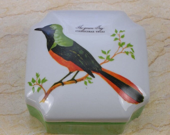 Unique Porcelain Casket Art Nouveau - Painted Porcelain - Bird Design - Vintage Porcelain Box - Home Decor - Gift for Wedding