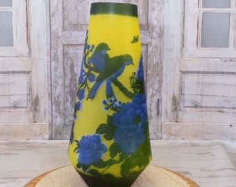Vase en verre camée « tulipe » réplique design rétro décoration