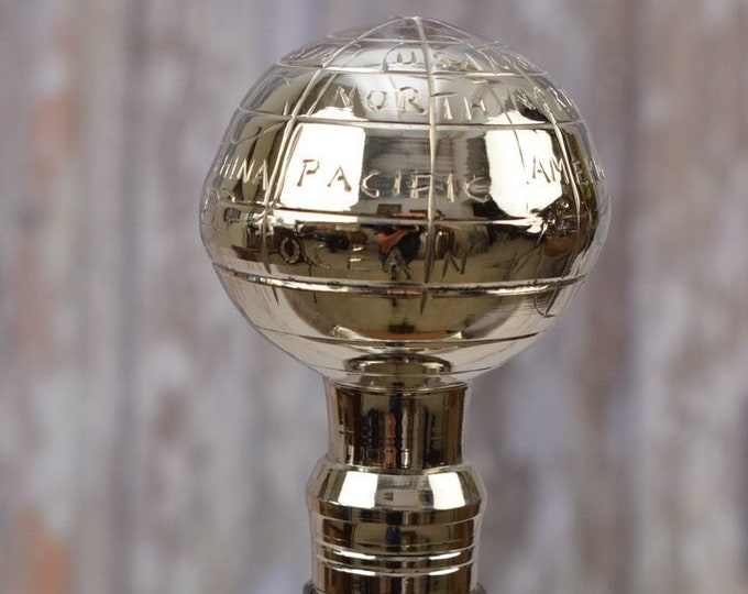 Terrestrial Globe Walking Stick - Aluminum and Wooden Cane - Solid Cane - Gift for Grandfather - Wedding Session Gift