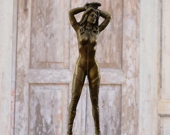 Bronze Female Sculpture with Knee High Boots - Home & Office Decor