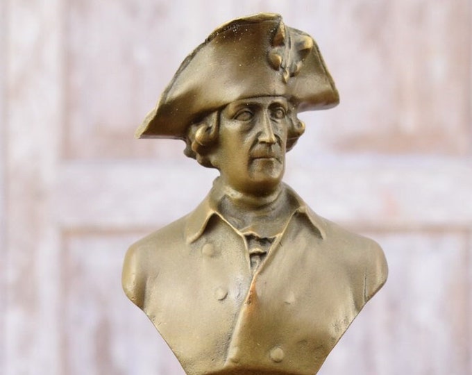 Bust King Frederick II Bronze Statue - William II Hohenzollern Sculpture - Exclusive Gift on Marble Base -
