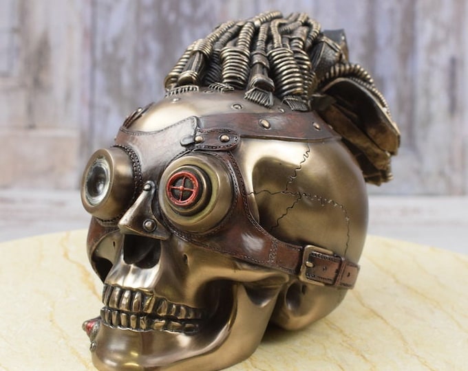 Steampunk skull - figurine metal bronze - steampunk amazing skeleton head - gift good idea - home decor