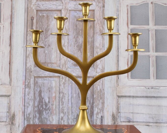 Brass Candlestick - Goldene Candlestick - Elegant Gift - Five-branched Candelabrum - Candle Holder for Five Candles - Vintage