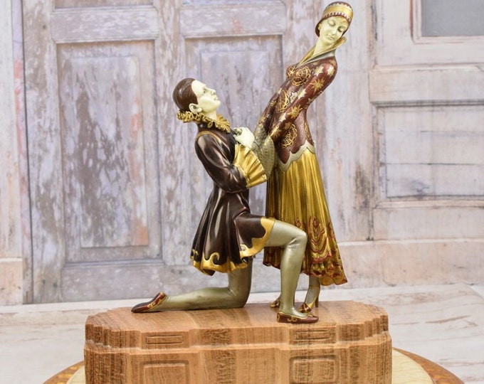 Big Figurine EVERLASTING LOVE Bohemian Actors - Bronze Statue Art Deco Style Figurine - Sculpture Gift Idea for Dancer - Home Decor