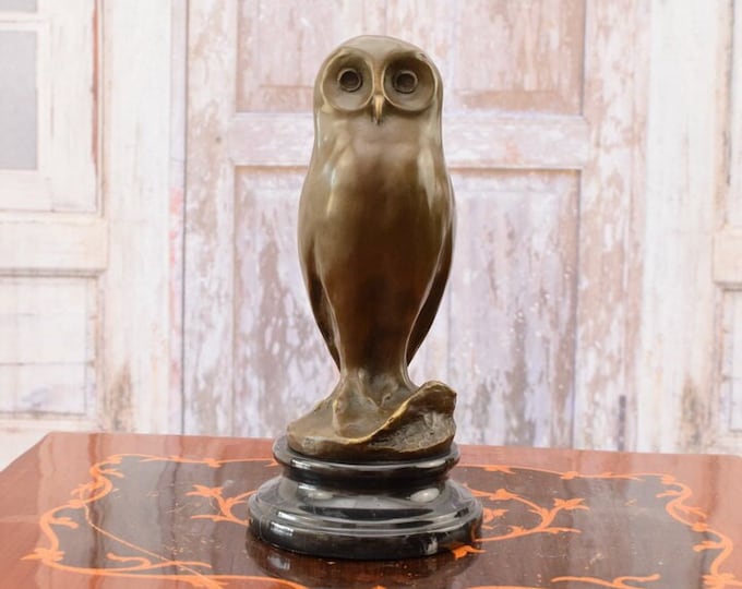 Owl Bronze Figurine - Wisdom Symbol - Figurine on Marble Base - Exclusive Gift - Foundry Mark - Home Decor - Gift Idea