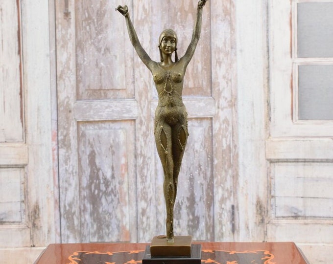 Bronze Dancer Demetre Chiparus Style - Con Brio Dancer Bronze Statue - Vintage Bronze - Gift Idea for Dancer -