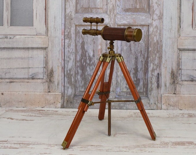Stand Brass Telescope - Decoration Office - Retro Nautical Decoration - Perfect Gift for Boss - Vintage Interior Accent