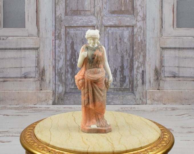 Amazing Marble Woman Greek Mythology - Camellia Lady Marble Pedestal - French Sculpture - Marble Art Deco - Exclusive Gift Idea