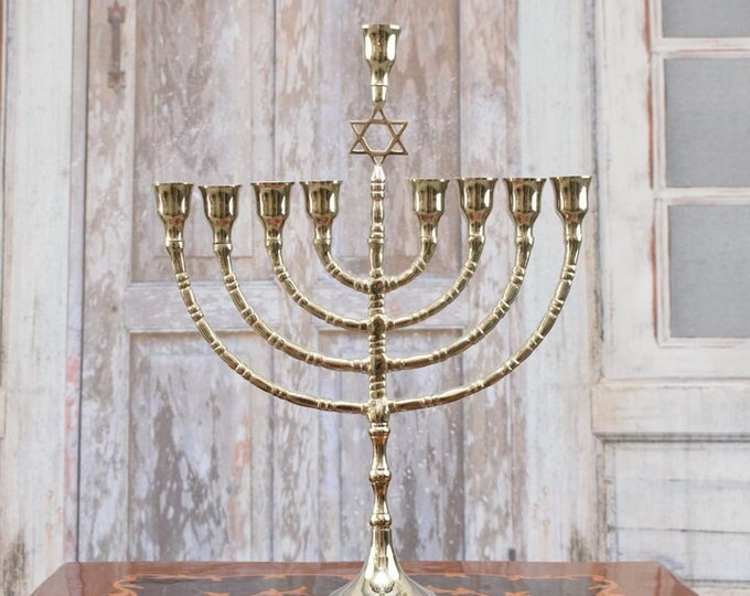 Aluminum Menorah - Travel Jewish Candlestick - Judaica Gift - Nine-branched Candelabrum - Silver Candle Holder for Nine Candles - Vintage