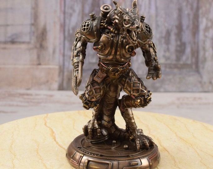 Steampunk dragon golem - figurine metal bronze - steampunk amazing dragon - gift good idea - home decor